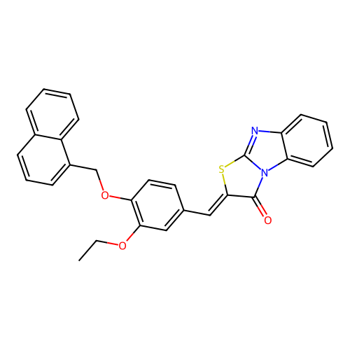 (Z)-2-(3-ethoxy-4-(naphthalen-1-ylmethoxy)benzylidene)benzo[4,5]imidazo[2,1-b]thiazol-3(2H)-one structure