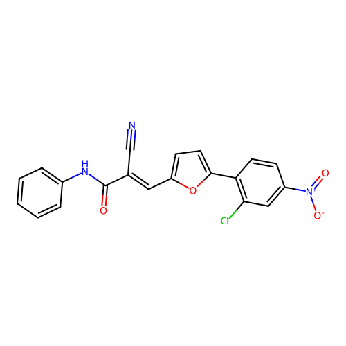3-[5-(2-chloro-4-nitrophenyl)-2-furyl]-2-cyano-N-phenylacrylamide structure