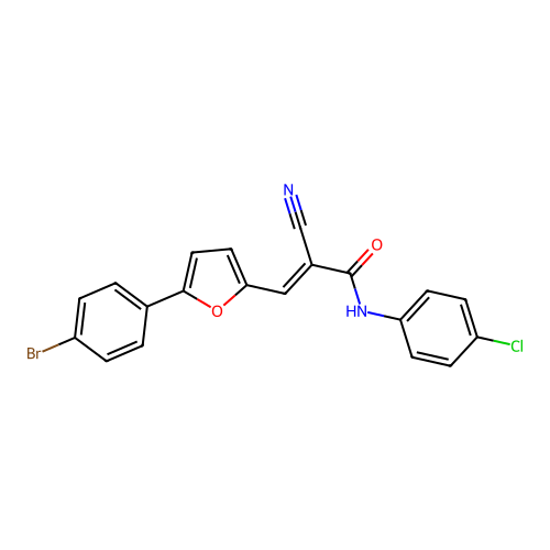 (E)-3-(5-(4-bromophenyl)furan-2-yl)-N-(4-chlorophenyl)-2-cyanoacrylamide structure