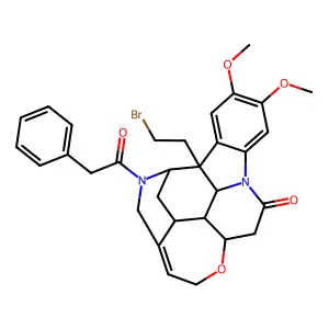 6a-(2-bromoethyl)-8,9-dimethoxy-13-(phenylacetyl)-4a,5,6,6a,12,12a,12b,12c-octahydro-6,4-(epiminomethano)-1-oxa-10b-azacyclohepta[1,2,3-cd]fluoranthen-11(2h)-one structure