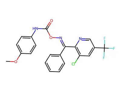 [[[3-chloro-5-(trifluoromethyl)pyridin-2-yl]-phenylmethylidene]amino] N-(4-methoxyphenyl)carbamate structure