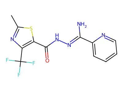 N'-[imino(2-pyridinyl)methyl]-2-methyl-4-(trifluoromethyl)-1,3-thiazole-5-carbohydrazide structure
