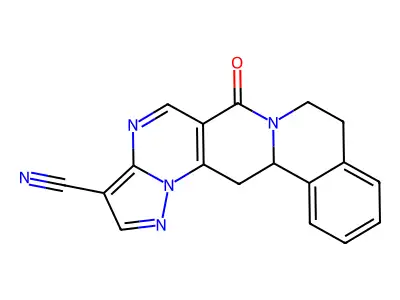 6-oxo-8,9,13b,14-tetrahydro-6H-pyrazolo[5'',1'':2',3']pyrimido[4',5':4,5]pyrido[2,1-a]isoquinoline-3-carbonitrile structure