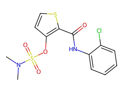 2-[(2-chloroanilino)carbonyl]-3-thienyl-N,N-dimethylsulfamate structure