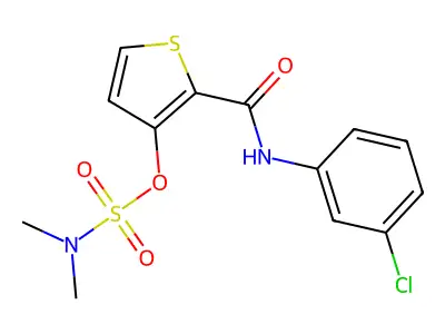 2-[(3-chloroanilino)carbonyl]-3-thienyl-N,N-dimethylsulfamate structure