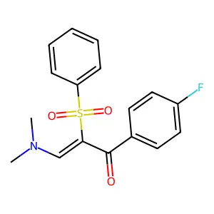 (Z)-2-(benzenesulfonyl)-3-(dimethylamino)-1-(4-fluorophenyl)prop-2-en-1-one structure