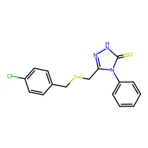 3-[(4-chlorophenyl)methylsulfanylmethyl]-4-phenyl-1H-1,2,4-triazole-5-thione structure
