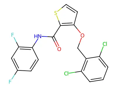 3-[(2,6-dichlorophenyl)methoxy]-N-(2,4-difluorophenyl)thiophene-2-carboxamide structure