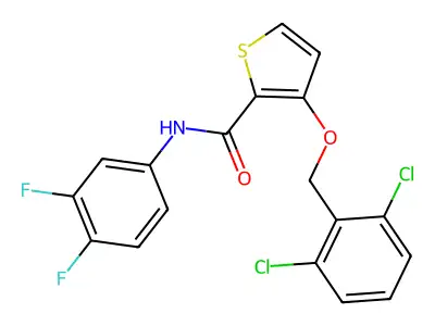 3-[(2,6-dichlorophenyl)methoxy]-N-(3,4-difluorophenyl)thiophene-2-carboxamide structure