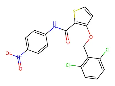 3-[(2,6-dichlorophenyl)methoxy]-N-(4-nitrophenyl)thiophene-2-carboxamide structure
