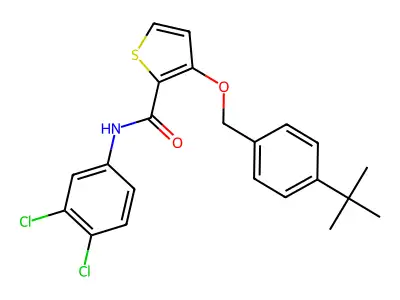3-[(4-tert-butylphenyl)methoxy]-N-(3,4-dichlorophenyl)thiophene-2-carboxamide structure