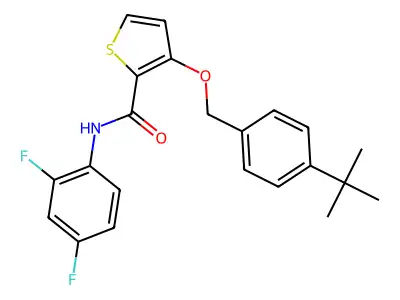 3-[(4-tert-butylphenyl)methoxy]-N-(2,4-difluorophenyl)thiophene-2-carboxamide structure