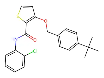 3-[(4-tert-butylphenyl)methoxy]-N-(2-chlorophenyl)thiophene-2-carboxamide structure