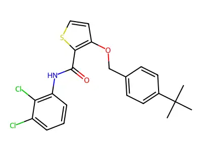 3-[(4-tert-butylphenyl)methoxy]-N-(2,3-dichlorophenyl)thiophene-2-carboxamide structure
