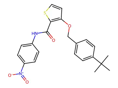 3-[(4-tert-butylphenyl)methoxy]-N-(4-nitrophenyl)thiophene-2-carboxamide structure