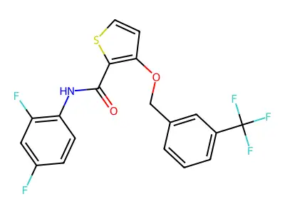 N-(2,4-difluorophenyl)-3-{[3-(trifluoromethyl)benzyl]oxy}-2-thiophenecarboxamide structure