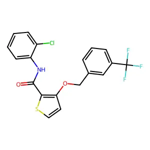 N-(2-chlorophenyl)-3-{[3-(trifluoromethyl)benzyl]oxy}-2-thiophenecarboxamide structure
