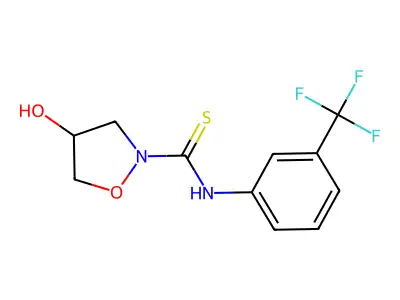 4-hydroxy-N-[3-(trifluoromethyl)phenyl]-1,2-oxazolidine-2-carbothioamide structure