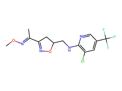 1-[5-({[3-chloro-5-(trifluoromethyl)-2-pyridinyl]amino}methyl)-4,5-dihydro-3-isoxazolyl]-1-ethanone O-methyloxime structure