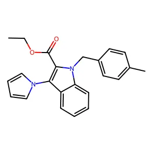 ethyl 1-(4-methylbenzyl)-3-(1H-pyrrol-1-yl)-1H-indole-2-carboxylate structure