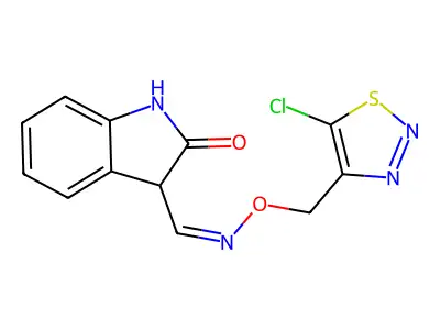 3-[(5-Chlorothiadiazol-4-yl)methoxyiminomethyl]-1,3-dihydroindol-2-one structure