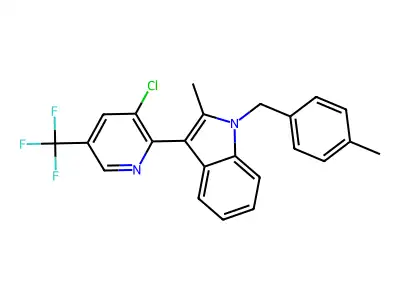 3-[3-chloro-5-(trifluoromethyl)pyridin-2-yl]-2-methyl-1-[(4-methylphenyl)methyl]-1H-indole structure