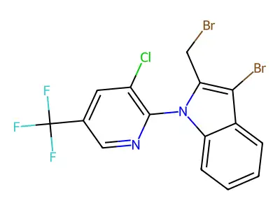 3-bromo-2-(bromomethyl)-1-[3-chloro-5-(trifluoromethyl)-2-pyridinyl]-1H-indole structure