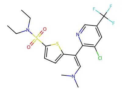 5-[1-[3-chloro-5-(trifluoromethyl)pyridin-2-yl]-2-(dimethylamino)ethenyl]-N,N-diethylthiophene-2-sulfonamide structure