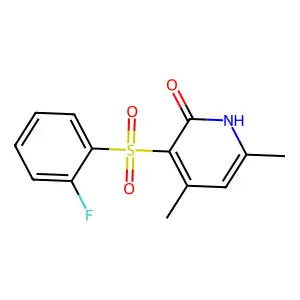 3-[(2-fluorophenyl)sulfonyl]-4,6-dimethyl-2(1H)-pyridinone structure