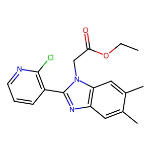 ethyl 2-[2-(2-chloro-3-pyridinyl)-5,6-dimethyl-1H-1,3-benzimidazol-1-yl]acetate structure