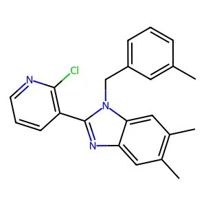 2-(2-chloro-3-pyridinyl)-5,6-dimethyl-1-(3-methylbenzyl)-1H-1,3-benzimidazole structure