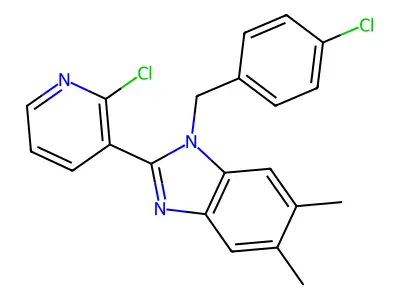 1-(4-chlorobenzyl)-2-(2-chloro-3-pyridinyl)-5,6-dimethyl-1H-1,3-benzimidazole structure