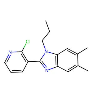2-(2-chloro-3-pyridinyl)-5,6-dimethyl-1-propyl-1H-1,3-benzimidazole structure