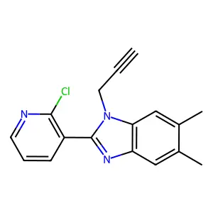 2-(2-chloro-3-pyridinyl)-5,6-dimethyl-1-(2-propynyl)-1H-1,3-benzimidazole structure