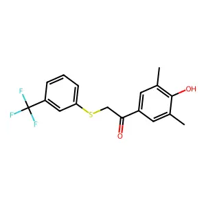 1-(4-hydroxy-3,5-dimethylphenyl)-2-{[3-(trifluoromethyl)phenyl]sulfanyl}-1-ethanone structure