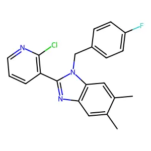 2-(2-chloro-3-pyridinyl)-1-(4-fluorobenzyl)-5,6-dimethyl-1H-1,3-benzimidazole structure