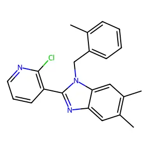 2-(2-chloro-3-pyridinyl)-5,6-dimethyl-1-(2-methylbenzyl)-1H-1,3-benzimidazole structure