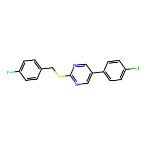 5-(4-Chlorophenyl)-2-[(4-fluorobenzyl)sulfanyl]pyrimidine structure