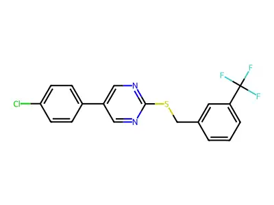 5-(4-Chlorophenyl)-2-{[3-(trifluoromethyl)benzyl]sulfanyl}pyrimidine structure