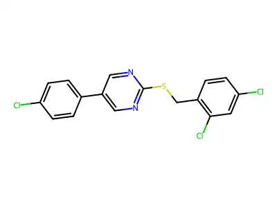 5-(4-Chlorophenyl)-2-[(2,4-dichlorobenzyl)sulfanyl]pyrimidine structure