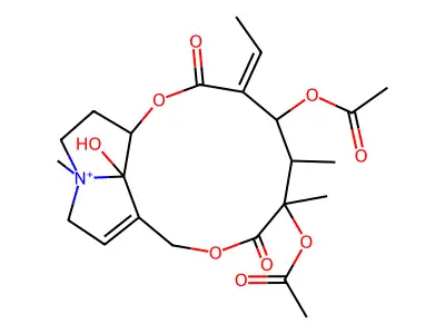 (12xi,13xi)-12,14-Diacetoxy-8-hydroxy-4-methyl-11,16-dioxosenecionan-4-ium structure