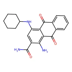 1-Amino-4-(cyclohexylamino)-9,10-dihydro-9,10-dioxoanthracene-2-carboxamide structure