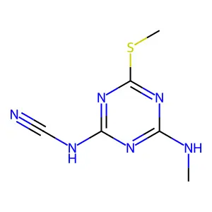 [4-(Methylamino)-6-methylsulfanyl-1,3,5-triazin-2-yl]cyanamide structure
