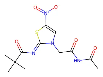 3(2H)-Thiazoleacetamide, N-acetyl-2-((2,2-dimethyl-1-oxopropyl)imino)-5-nitro- structure