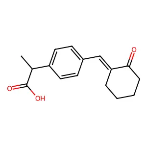 2-[4-(2-Oxocyclohexylidenemethyl)phenyl]propionic acid structure