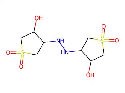 Thiophene-3-ol, 4,4'-hydrazobis[tetrahydro-, 1,1,1',1'-tetraoxide structure