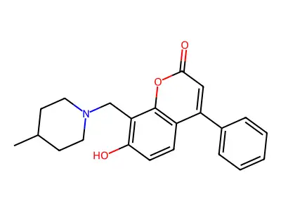 7-hydroxy-8-[(4-methylpiperidin-1-yl)methyl]-4-phenyl-2H-chromen-2-one structure