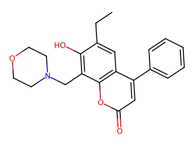 6-ethyl-7-hydroxy-8-(morpholin-4-ylmethyl)-4-phenyl-2H-chromen-2-one structure