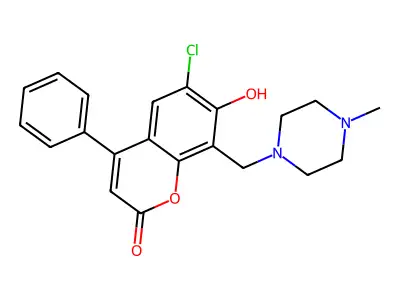 6-chloro-7-hydroxy-8-[(4-methylpiperazin-1-yl)methyl]-4-phenyl-2H-chromen-2-one structure