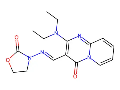2-Diethylamino-3-((2-oxazolidinon-3-yl)iminoethyl)-4-oxo-4H-pyrido(1,2-a)pyrimidine structure